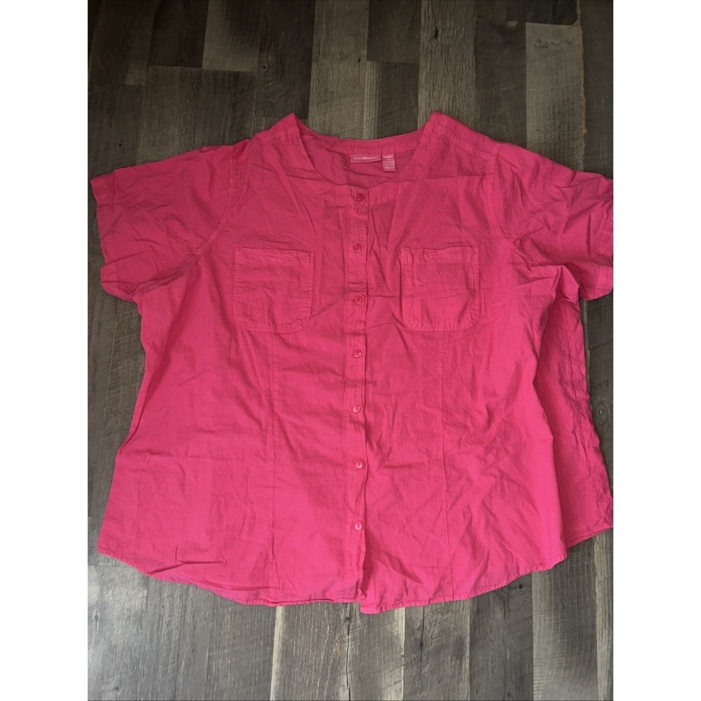 Woman Within Women's 4X Hot Pink Button Tunic Shirt